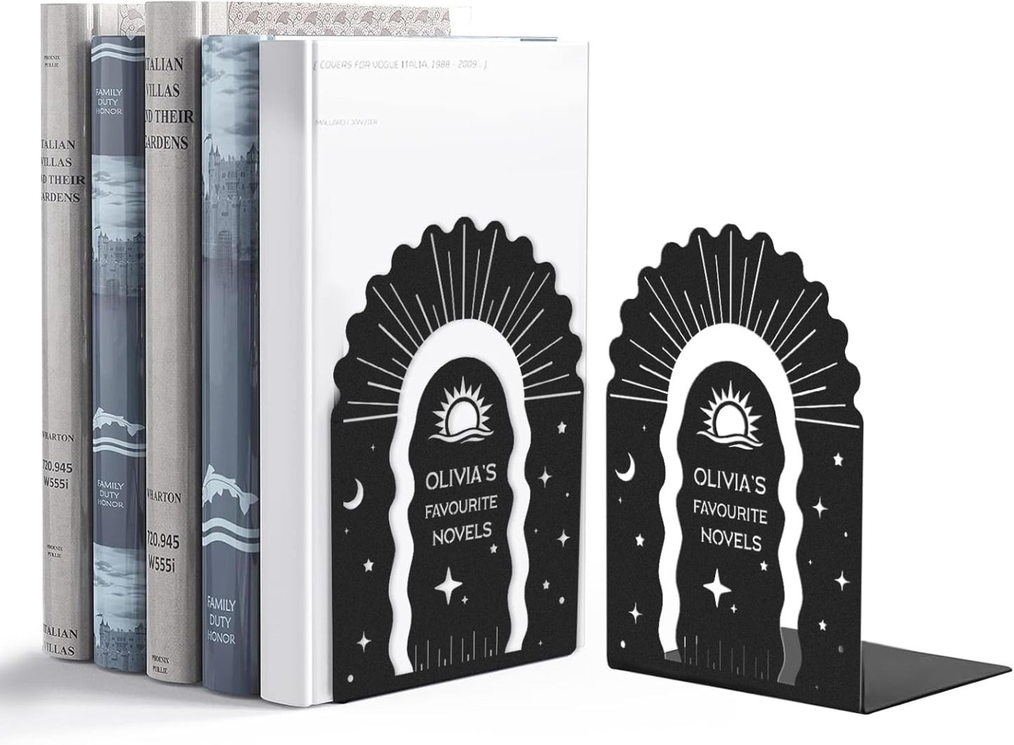 Custom Deer Metal Book Ends, Forest Theme Bookends for Shelves Decorative, Heavy Duty Bookend Stopper, Deer Cabin Decor, Book Organizer for Desk, Black Book Holders for Home Office, Hunter Gifts