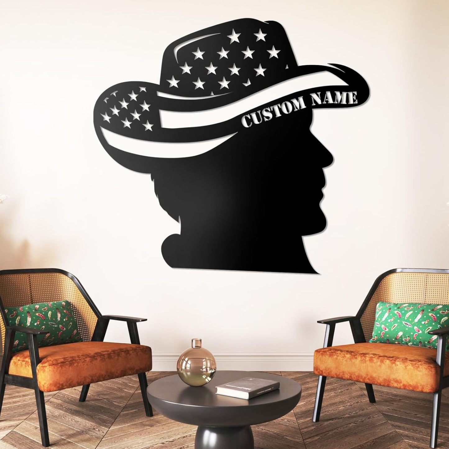 Personalized Western Wall Decor Metal Signs, Rustic Cowboy Couple Silhouette, Cowboy Metal Name Sign Customized, Vintage Howdy Wall Art Gifts for Home Bedroom Speakeasy Decor Color01