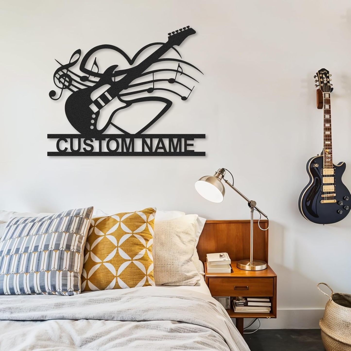 Personalized Guitar Metal Sign, Metal Signs Customized, Musical Note Wall Decor, Funny Music Wall Art, Custom Name Music Sign for Indoor & Outdoor Decorations, Gifts for Musicians, Home Decor