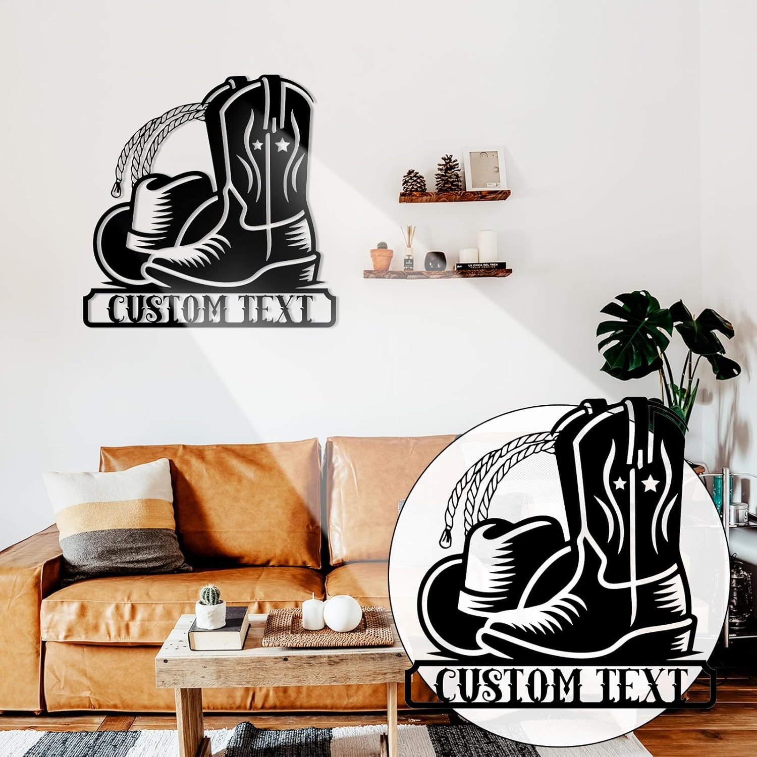 Personalized Western Wall Decor Metal Signs, Rustic Cowboy Couple Silhouette, Cowboy Metal Name Sign Customized, Vintage Howdy Wall Art Gifts for Home Bedroom Speakeasy Decor Color01