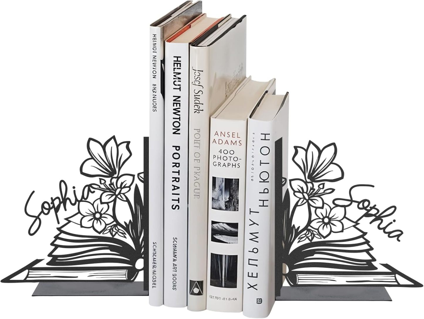 Custom Deer Metal Book Ends, Forest Theme Bookends for Shelves Decorative, Heavy Duty Bookend Stopper, Deer Cabin Decor, Book Organizer for Desk, Black Book Holders for Home Office, Hunter Gifts