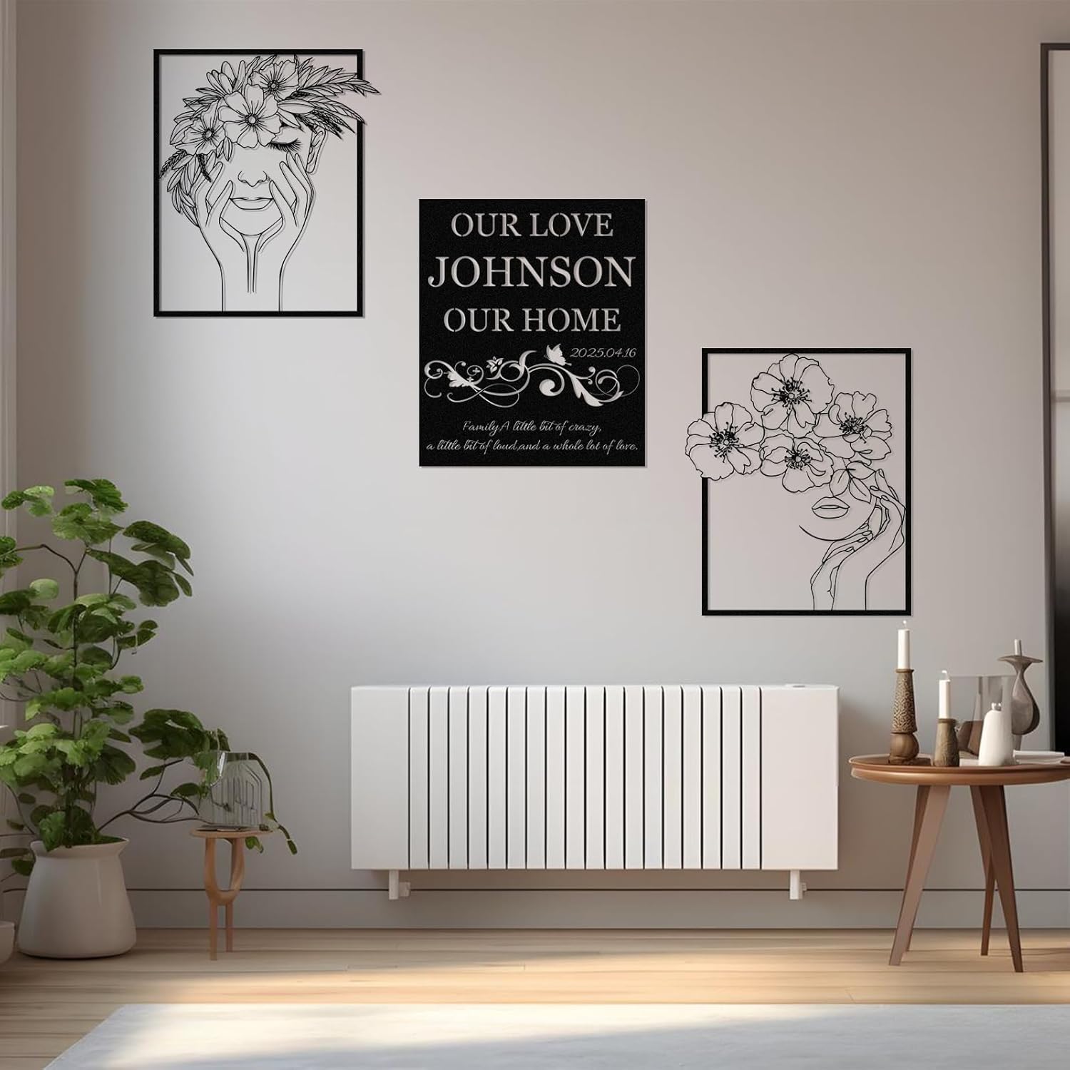  Personalized Metal Wall Art Decor, 3 Pcs Metal Signs, Tree of Life Wall Art, Family Tree Wall Sculptures, Custom Name Sign Gifts for Home Bedroom Living Room Color01