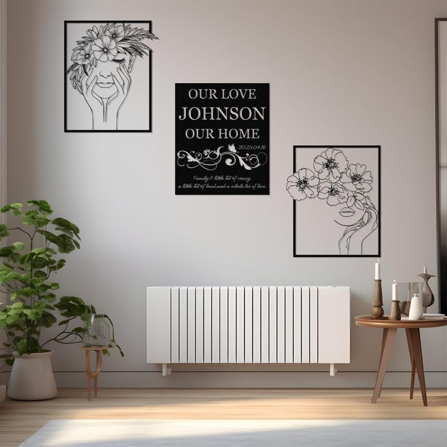  Personalized Metal Wall Art Decor, 3 Pcs Metal Signs, Tree of Life Wall Art, Family Tree Wall Sculptures, Custom Name Sign Gifts for Home Bedroom Living Room Color01