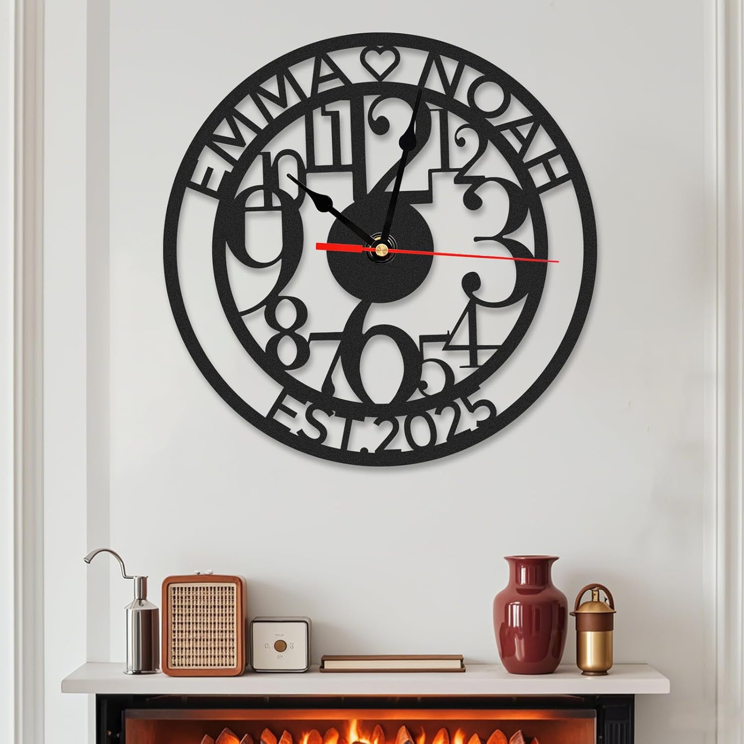Personalized Large Outdoor Clock, Custom Motorcycle Wall Clock with Na