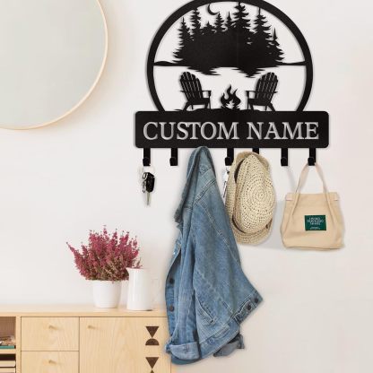 Personalized Key Holder for Wall, Custom Metal Deer Cabin Key Hooks with Name-MetalsignX