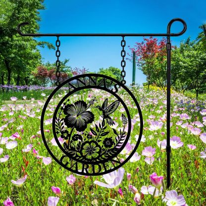 Personalized Metal Garden Sign with Name, Custom Flower Decor for Outdoor Spaces-MetalsignX