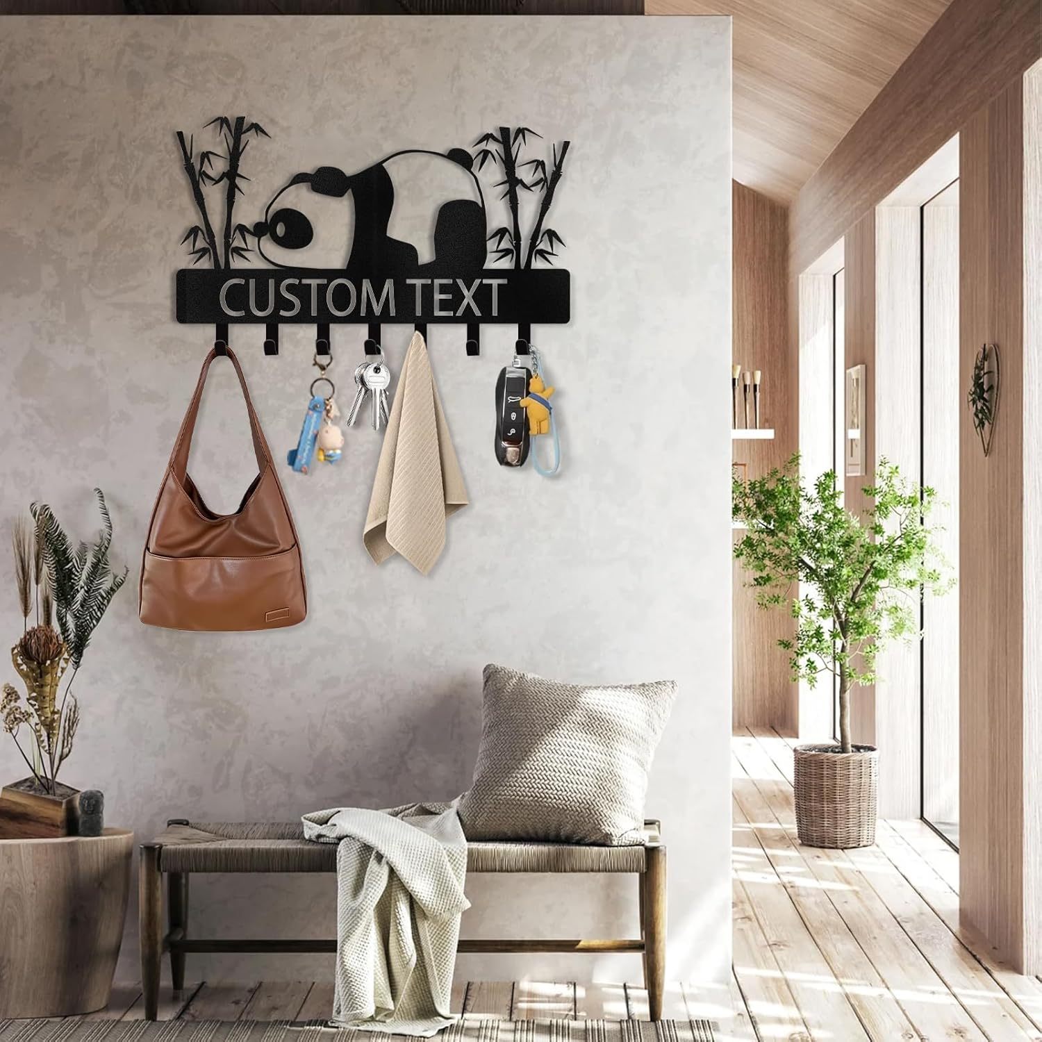 Personalized Key Holder Wall Mount, Metal Panda Coat Hook Key Holder for Hanging-MetalsignX