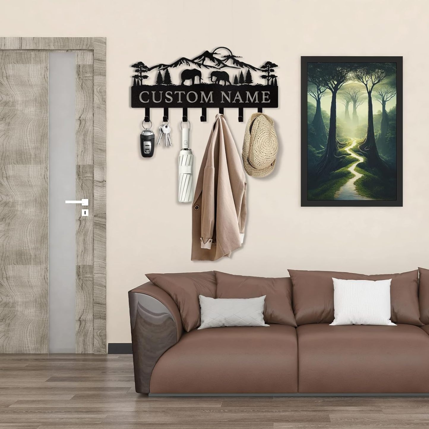 Personalized Polar Deer & Bear Key Holder on Wall | Wall-Mounted Key Organizer Rack-MetalsignX