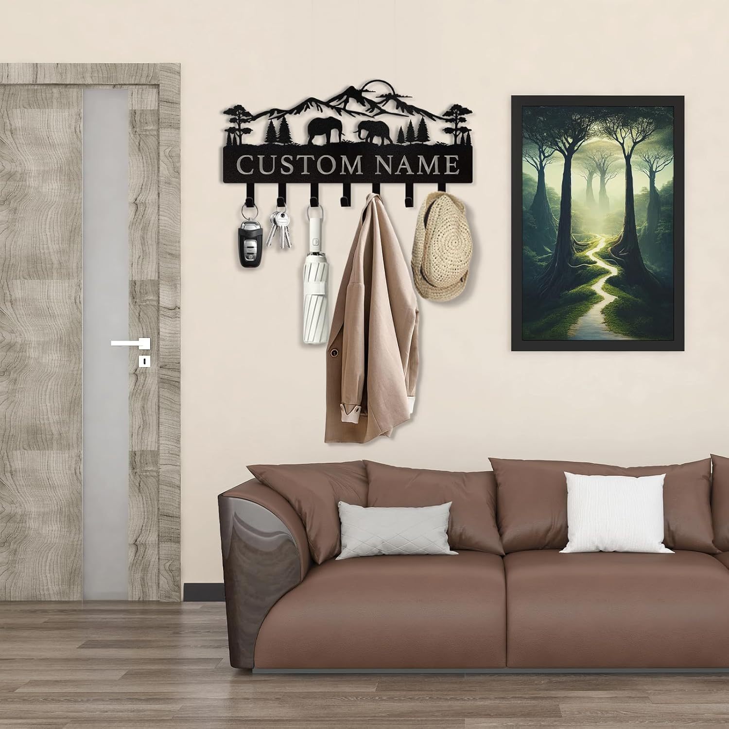 Personalized Polar Deer & Bear Key Holder on Wall | Wall-Mounted Key Organizer Rack-MetalsignX