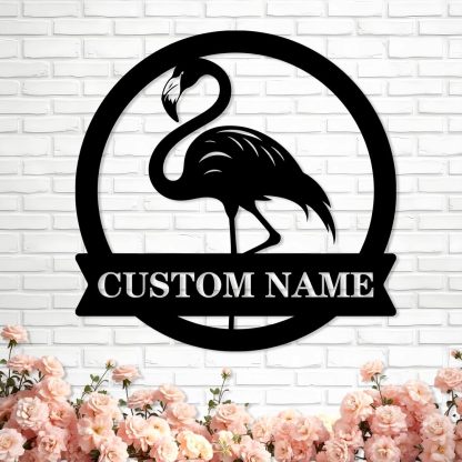Personalized Beach Metal Sign, Custom Flamingo Metal Name Sign-MetalsignX