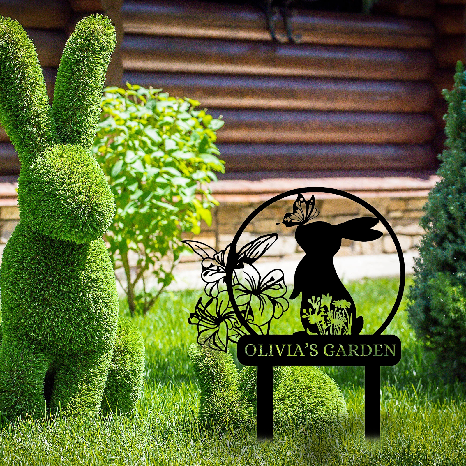 Personalized Rabbit Metal Garden Signs | Farm Animal Sign | Rabbit Sympathy Gift | Garden Signs Plaque Outdoor Decor-MetalsignX