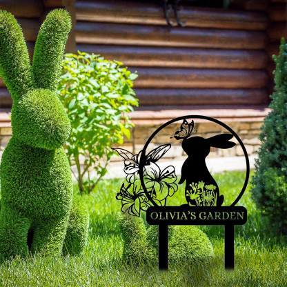 Personalized Rabbit Metal Garden Signs | Farm Animal Sign | Rabbit Sympathy Gift | Garden Signs Plaque Outdoor Decor-MetalsignX