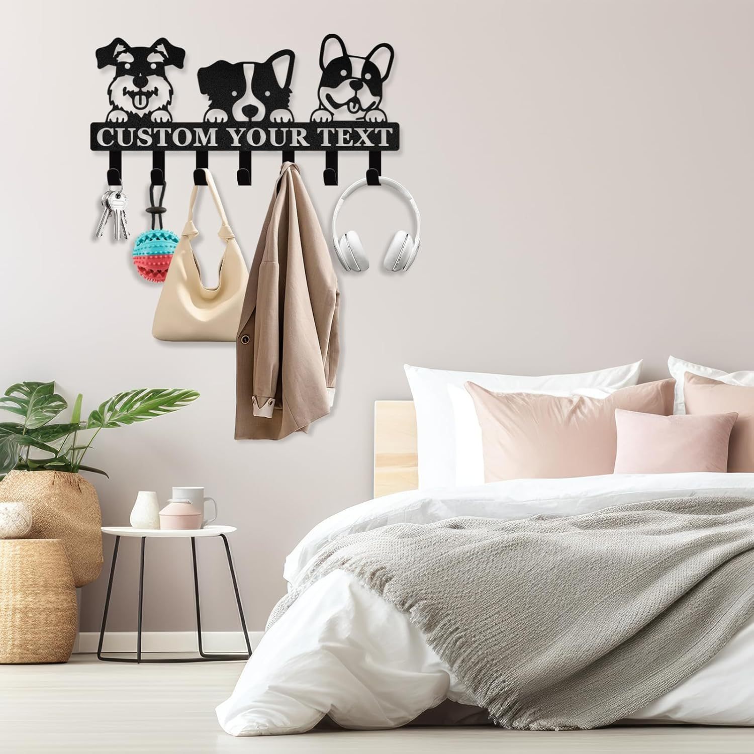 Custom Name Dog Hooks for Wall, Personalized Dog Leash Holder for Wall-MetalsignX