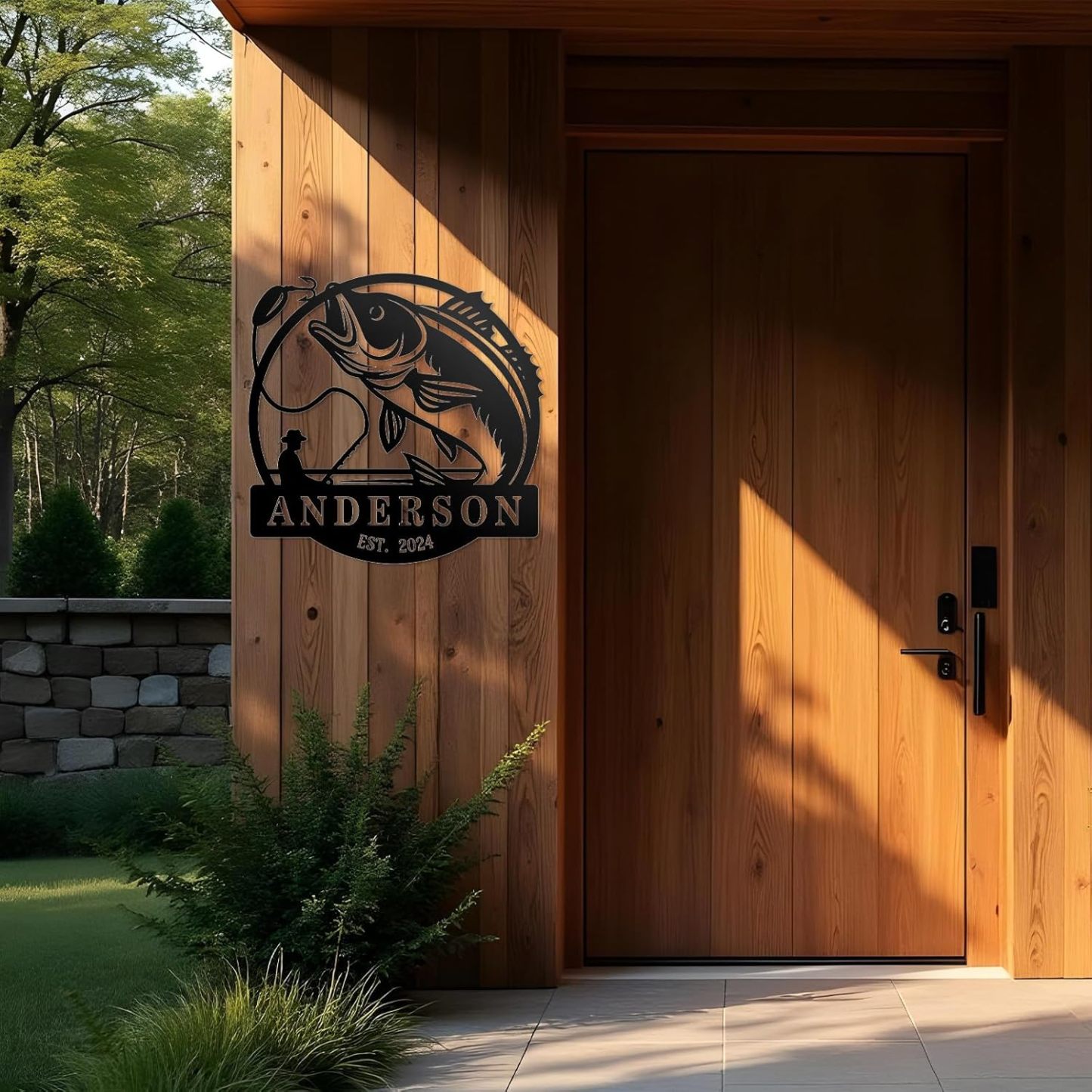 Personalized Largemouth Bass Metal Sign, Custom Fishing Last Name Sign for Home, Fish Family Signs Wall Decor-MetalsignX