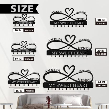 Personalized Key Holder Wall Mount, Custom Couple's Name Key Holder for Wall-01-MetalsignX