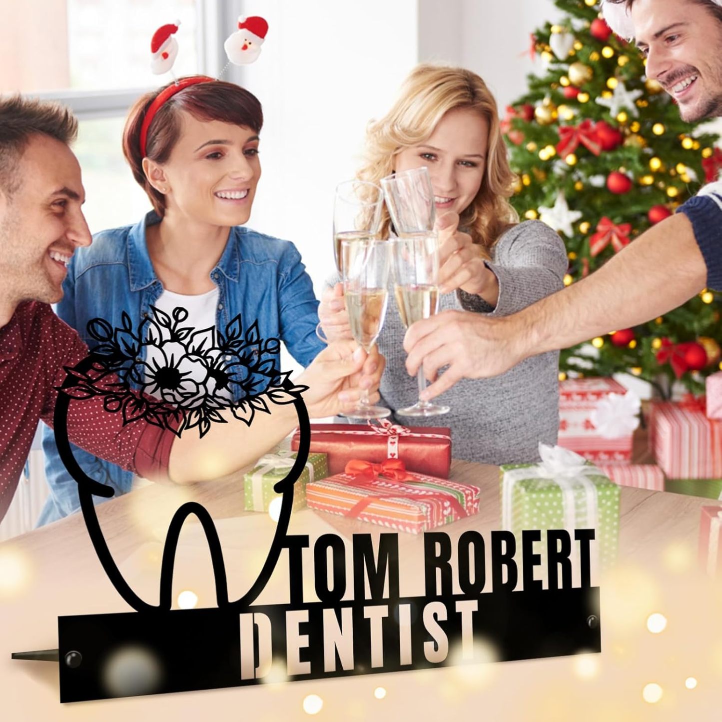  Custom Family Name Plate for Desk, Metal Sign Name Tags, Personalized Desk Accessories-MetalsignX