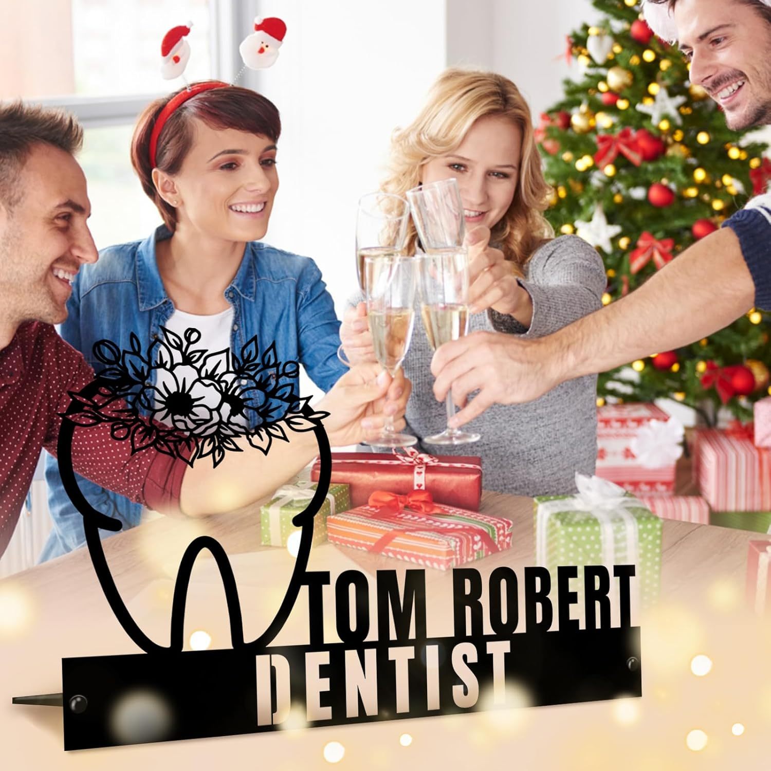  Custom Family Name Plate for Desk, Metal Sign Name Tags, Personalized Desk Accessories-MetalsignX