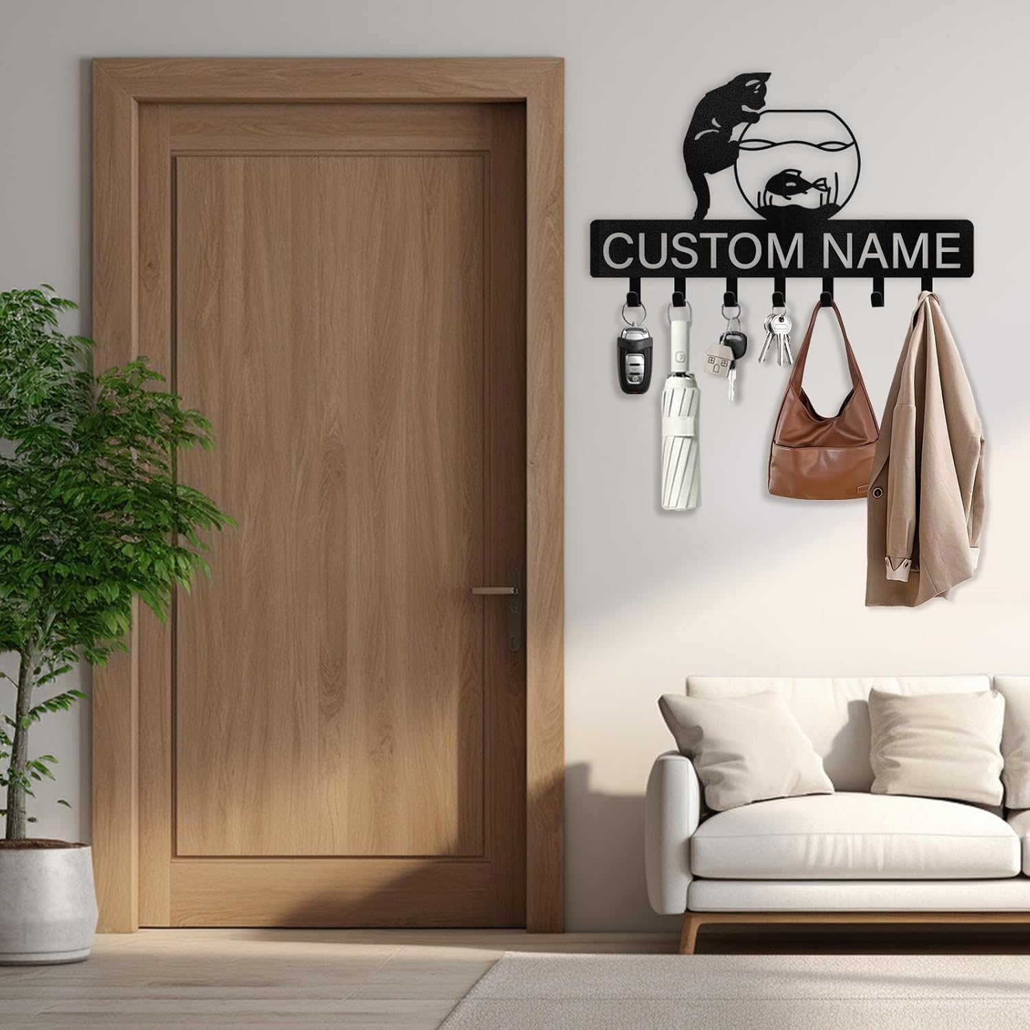 Personalized Dog Metal Key Holder for Wall, Pet Cat Key Holder Wall Mount-MetalsignX