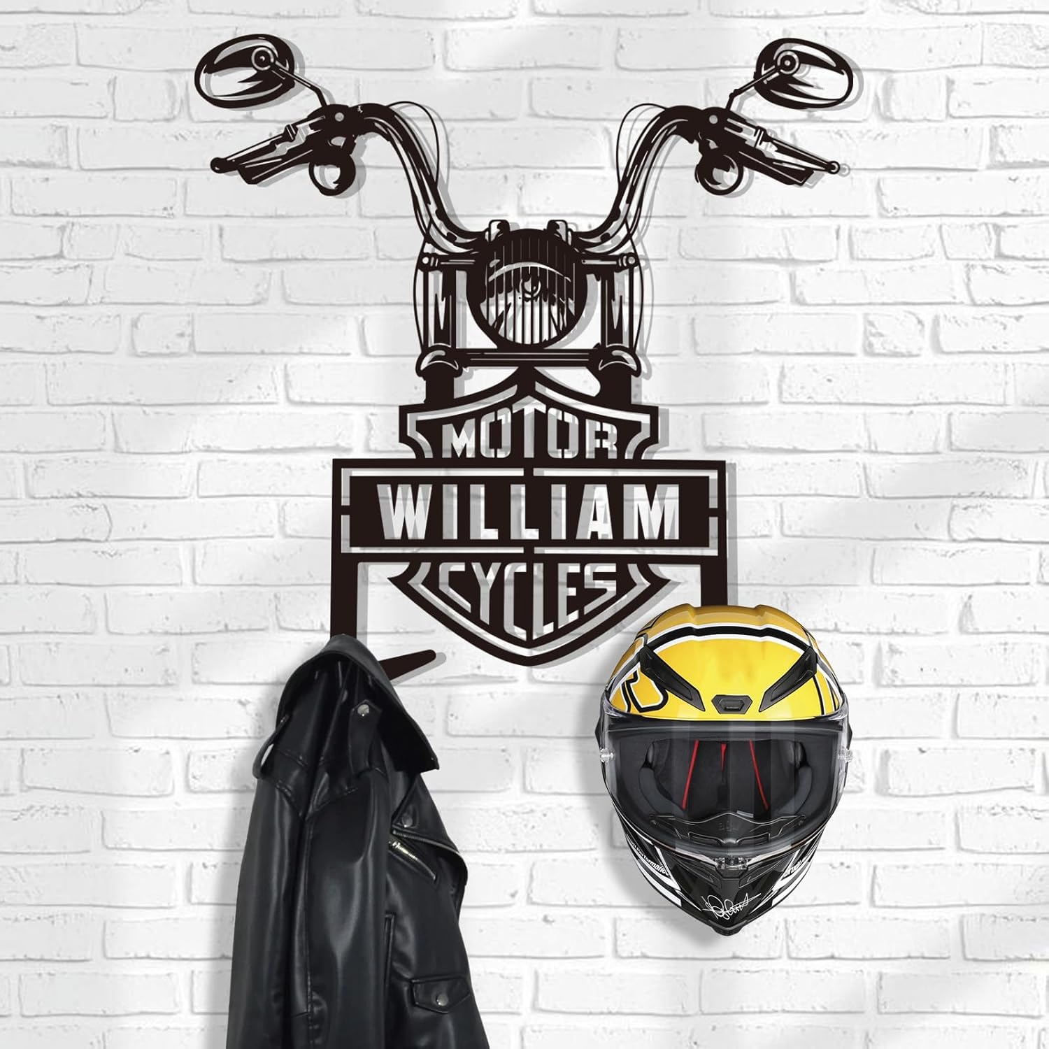 Rustic Wrought Iron Helmet Wall Mount ,Stylish Motorcycle Storage Solution-MetalsignX