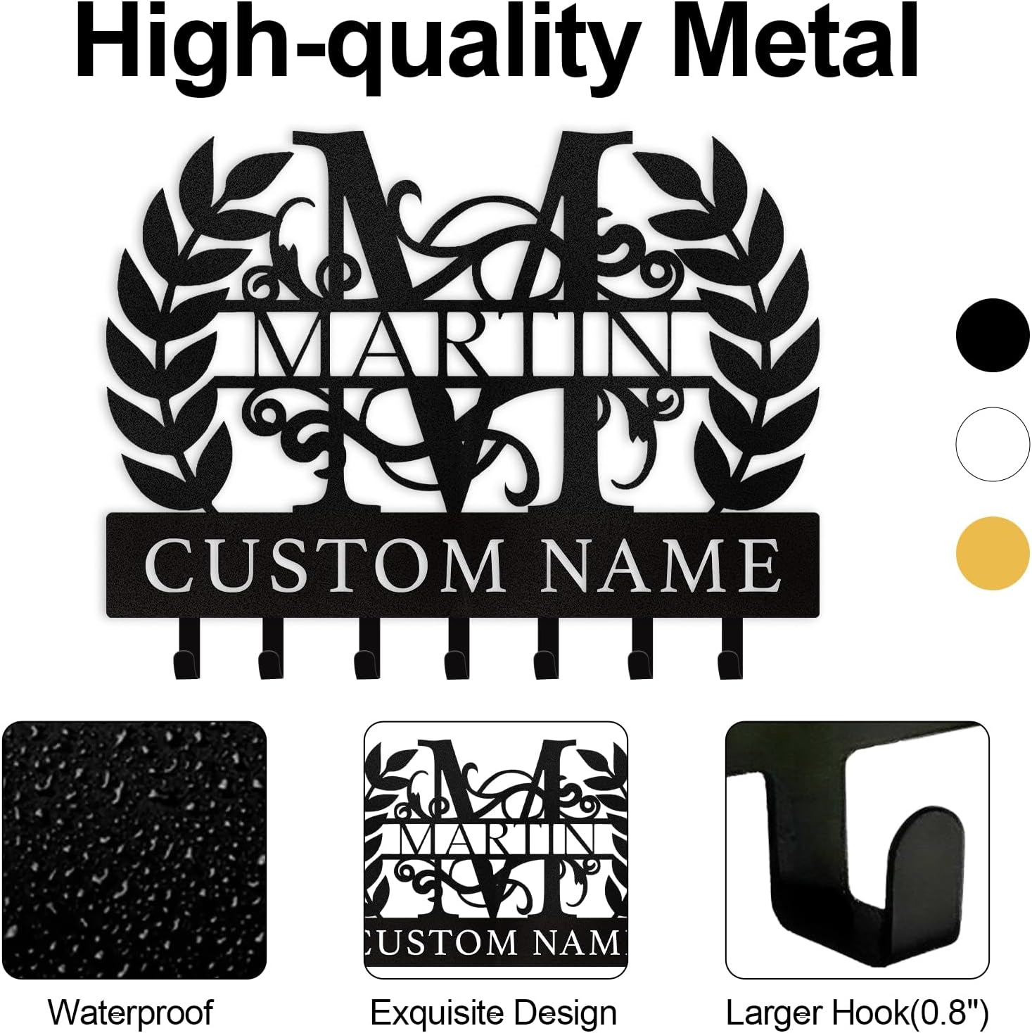 Personalized Key Holder on Wall, Custom Key Hanger Wall Mount with Name-MetalsignX