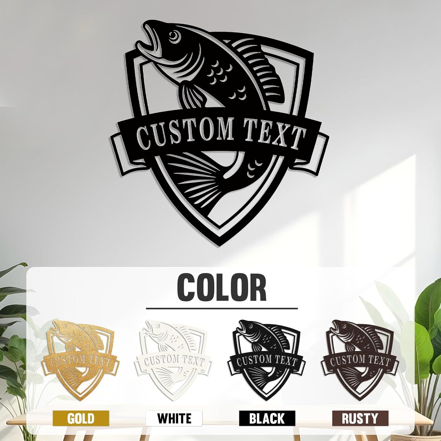 Personalized Largemouth Bass Metal Sign, Custom Fishing Last Name Sign for Home, Fish Family Signs Wall Decor-MetalsignX