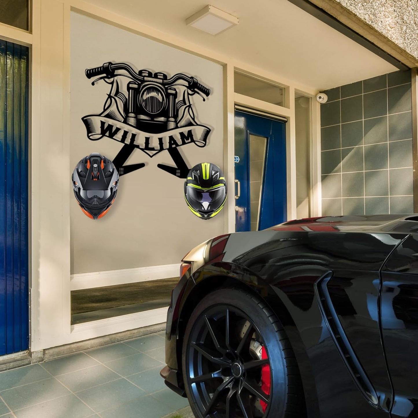 Handcrafted Metal Helmet Hanger , Durable Wrought Iron Wall Rack-MetalsignX