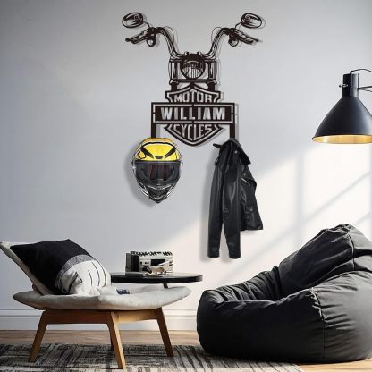 Rustic Wrought Iron Helmet Wall Mount ,Stylish Motorcycle Storage Solution-MetalsignX