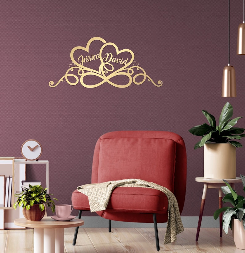 Personalized Wedding Gift for Couple Heart Sign with Names and Wedding Date Metal Sign-MetalsignX