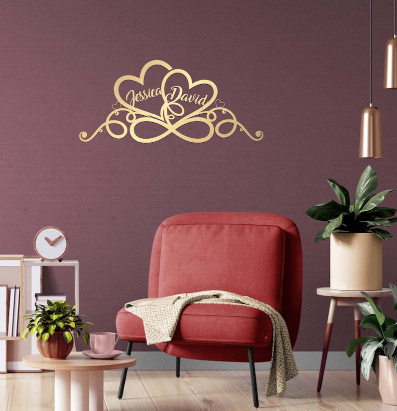 Personalized Wedding Gift for Couple Heart Sign with Names and Wedding Date Metal Sign-MetalsignX