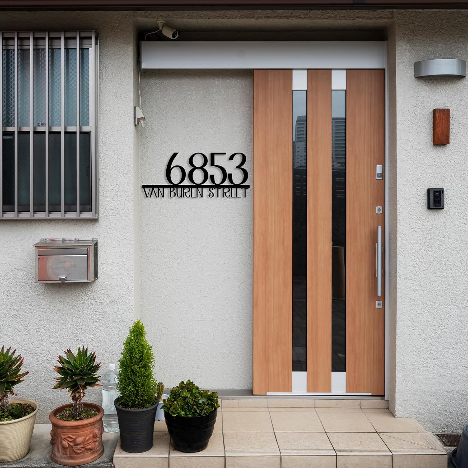 Personalized Metal House Number Sign for Outside Modern, Metal Address Signs for Houses-MetalsignX