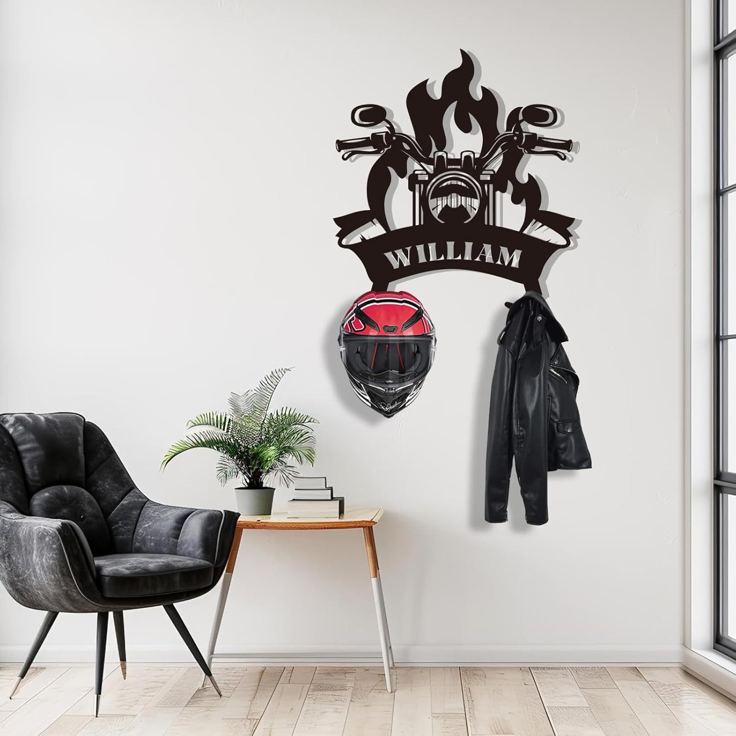 Custom Motorcycle Gear Organizer & Display, Heavy, Duty Metal Helmet Rack-MetalsignX