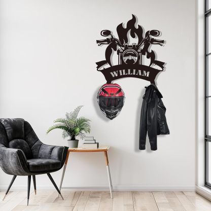 Custom Motorcycle Gear Organizer & Display, Heavy, Duty Metal Helmet Rack-MetalsignX