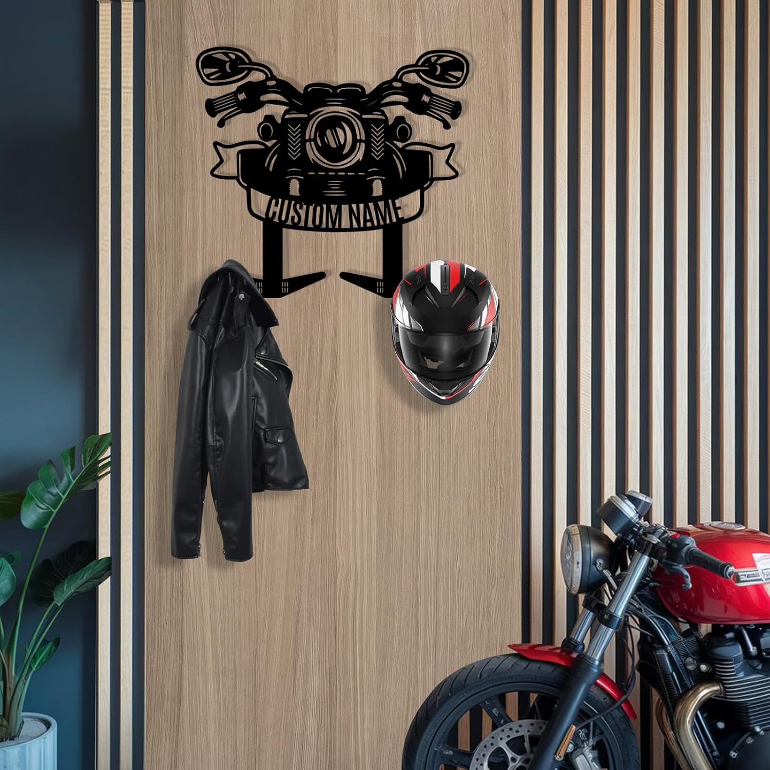 Custom Metal Motorcycle Helmet Holder Wall Mount-MetalsignX
