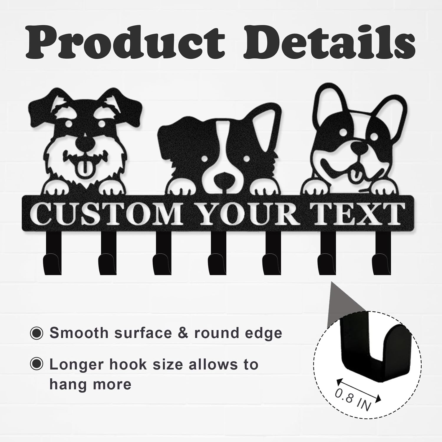 Custom Name Dog Hooks for Wall, Personalized Dog Leash Holder for Wall-MetalsignX