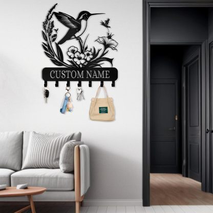 Personalized Key Holder for Wall, Custom Family Name Key Rack Holder-MetalsignX