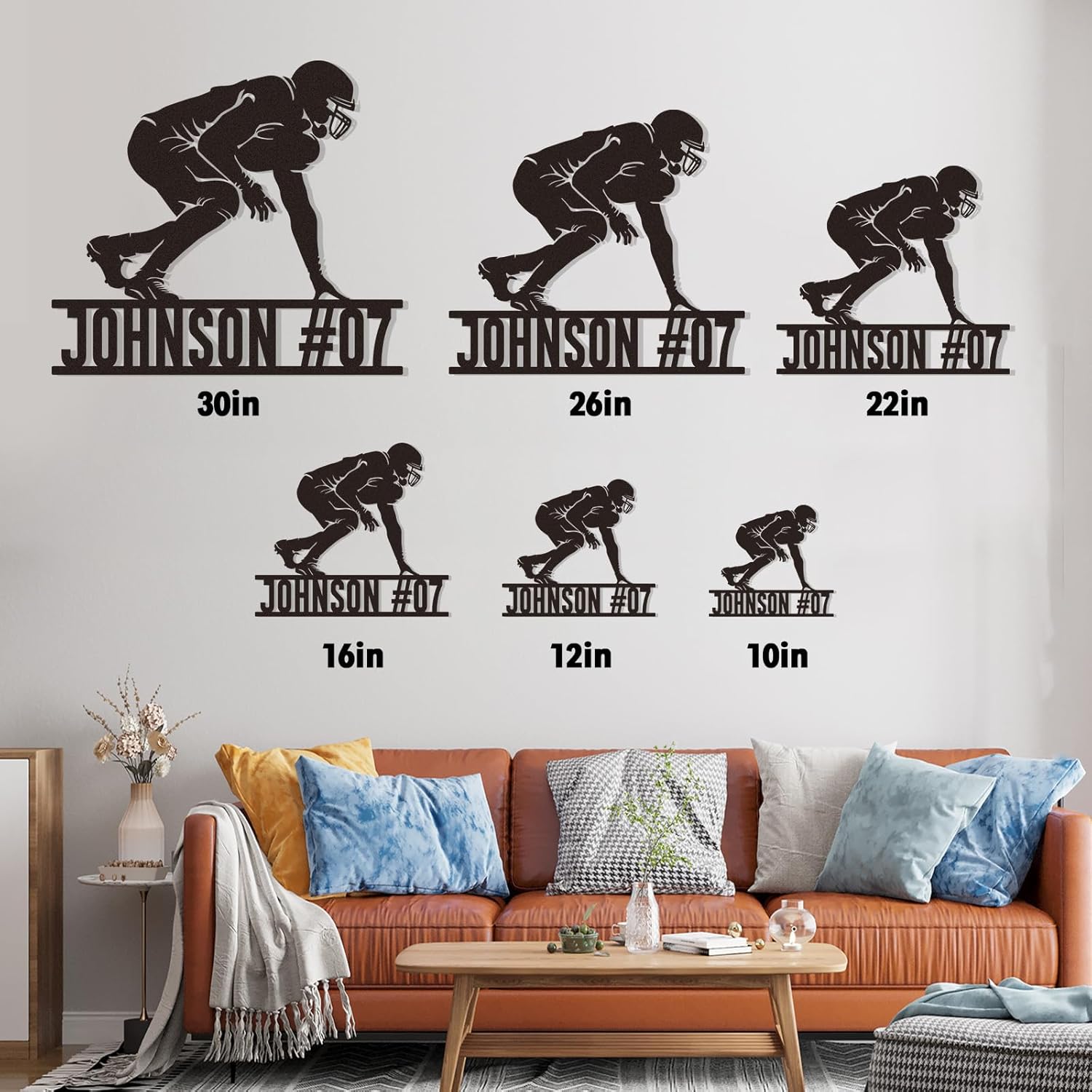 Custom Football Sign Metal Wall Art, American Football Player Hanging Sign Outdoor Metal-MetalsignX