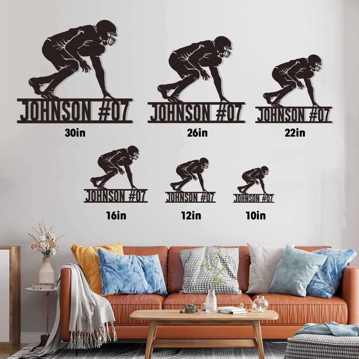 Custom Football Sign Metal Wall Art, American Football Player Hanging Sign Outdoor Metal-MetalsignX