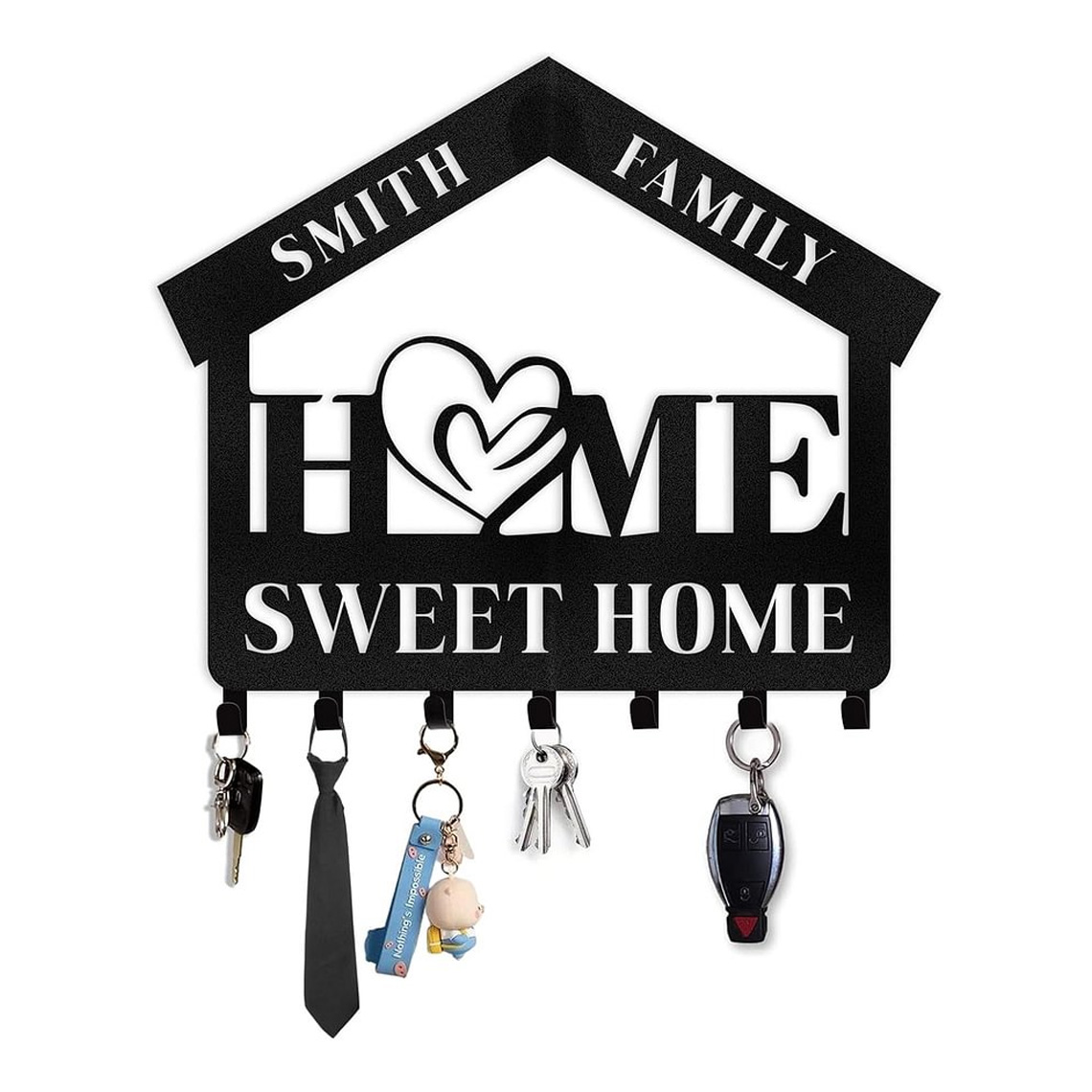 Personalized Key Holder for Wall, Custom Family Name Key Rack Holder