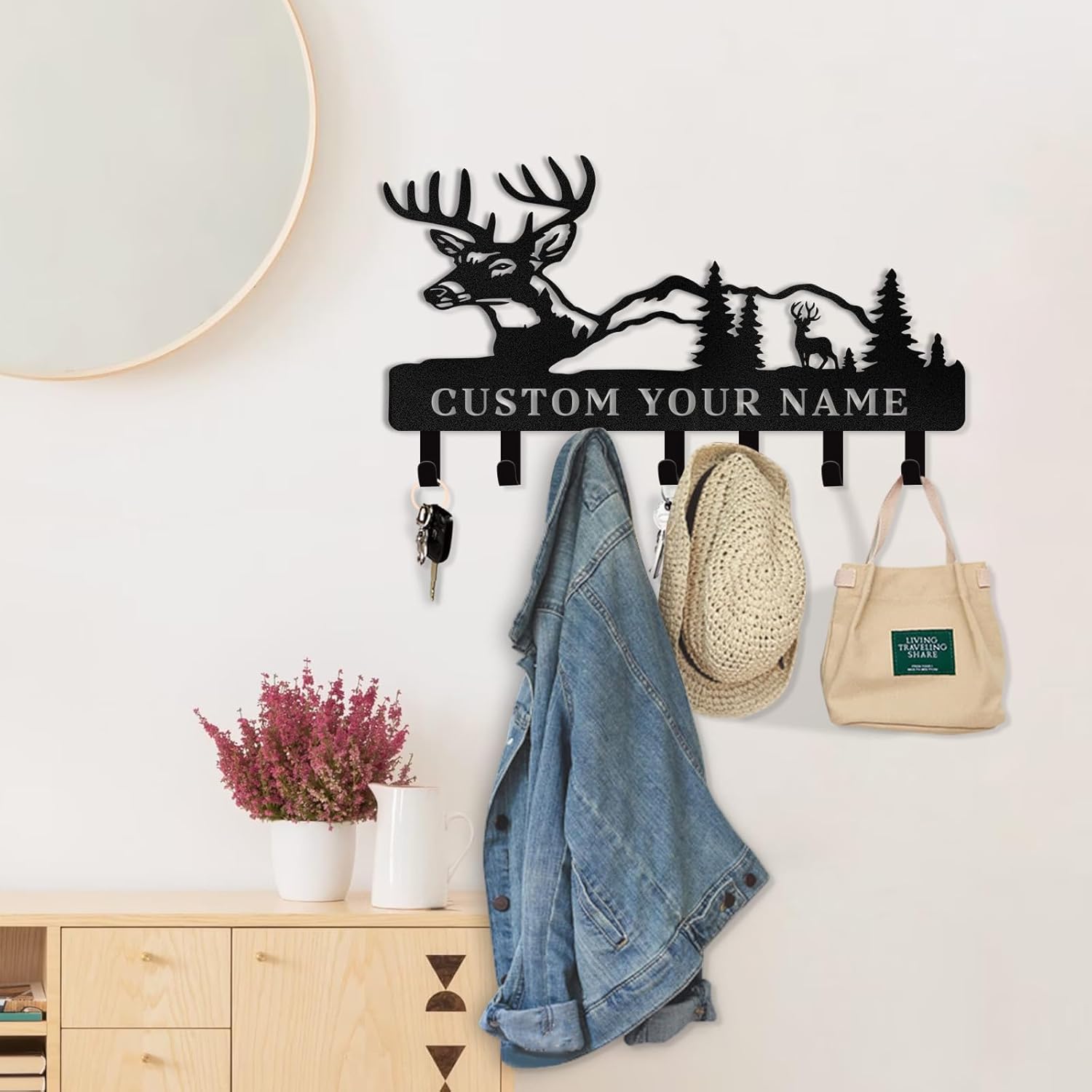 Personalized Key Holder for Wall, Custom Family Name Key Rack Holder-MetalsignX