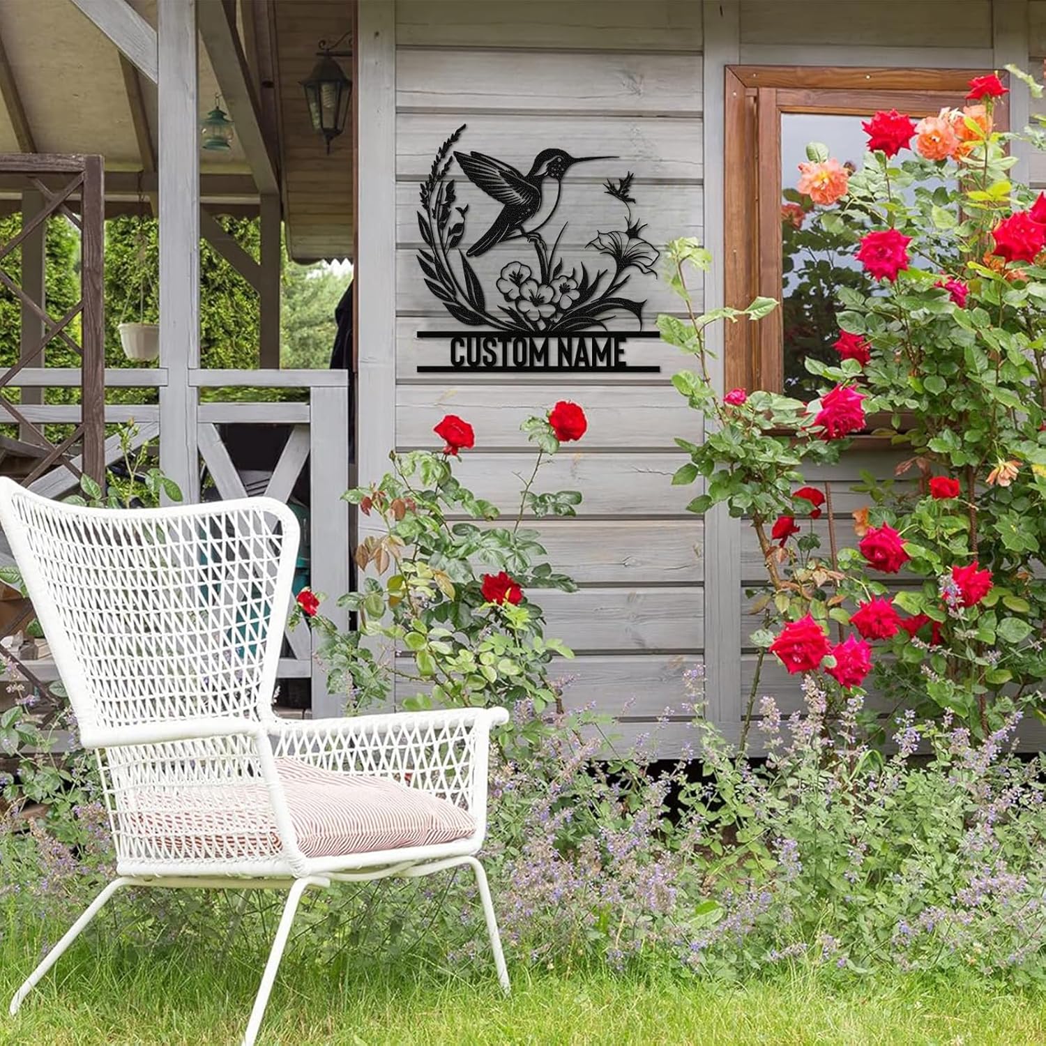 Metal Name Sign Birds Welcome Plaque, Custom Garden Sign Yard Signs ms011-MetalsignX