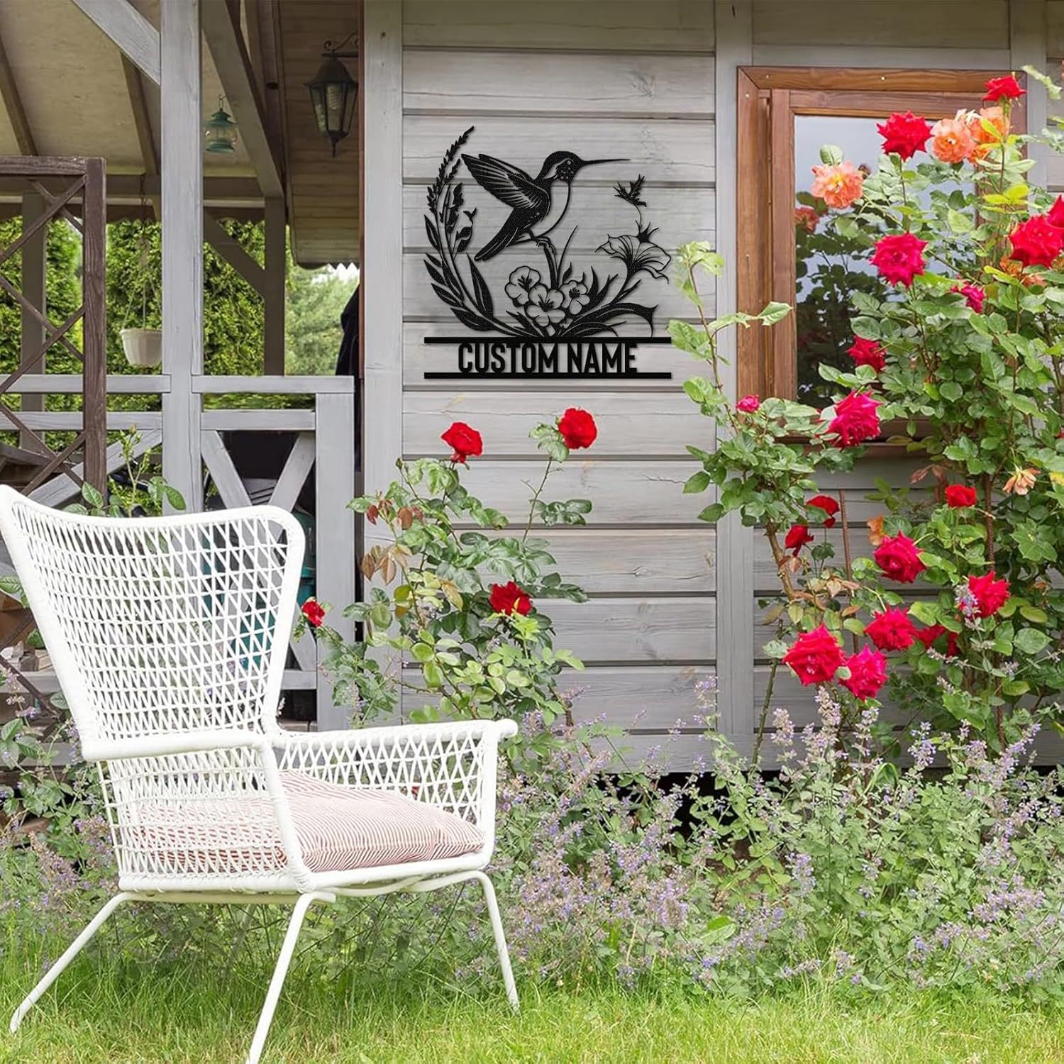 Metal Name Sign Birds Welcome Plaque, Custom Garden Sign Yard Signs ms011-MetalsignX