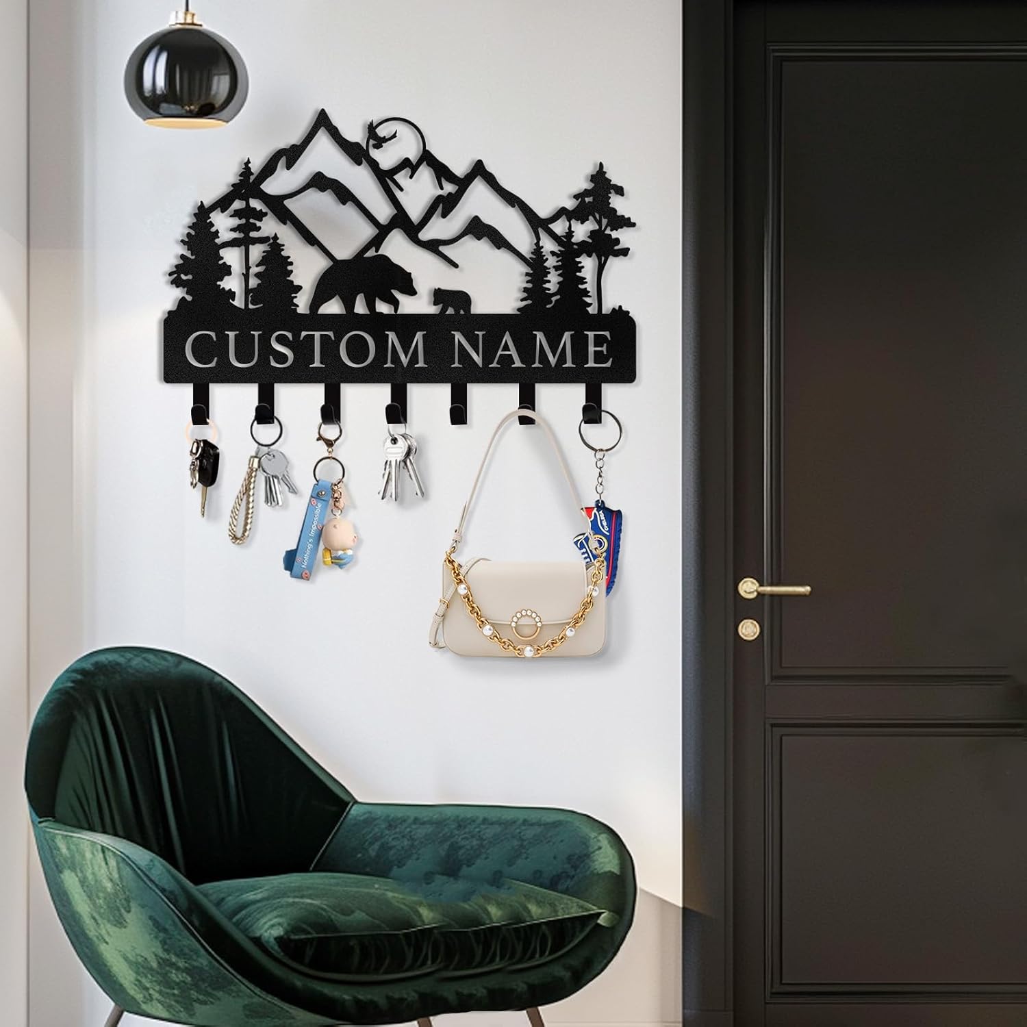 Personalized Key Holder for Wall, Custom Forest Deer Coat Rack Wall Hanging-MetalsignX