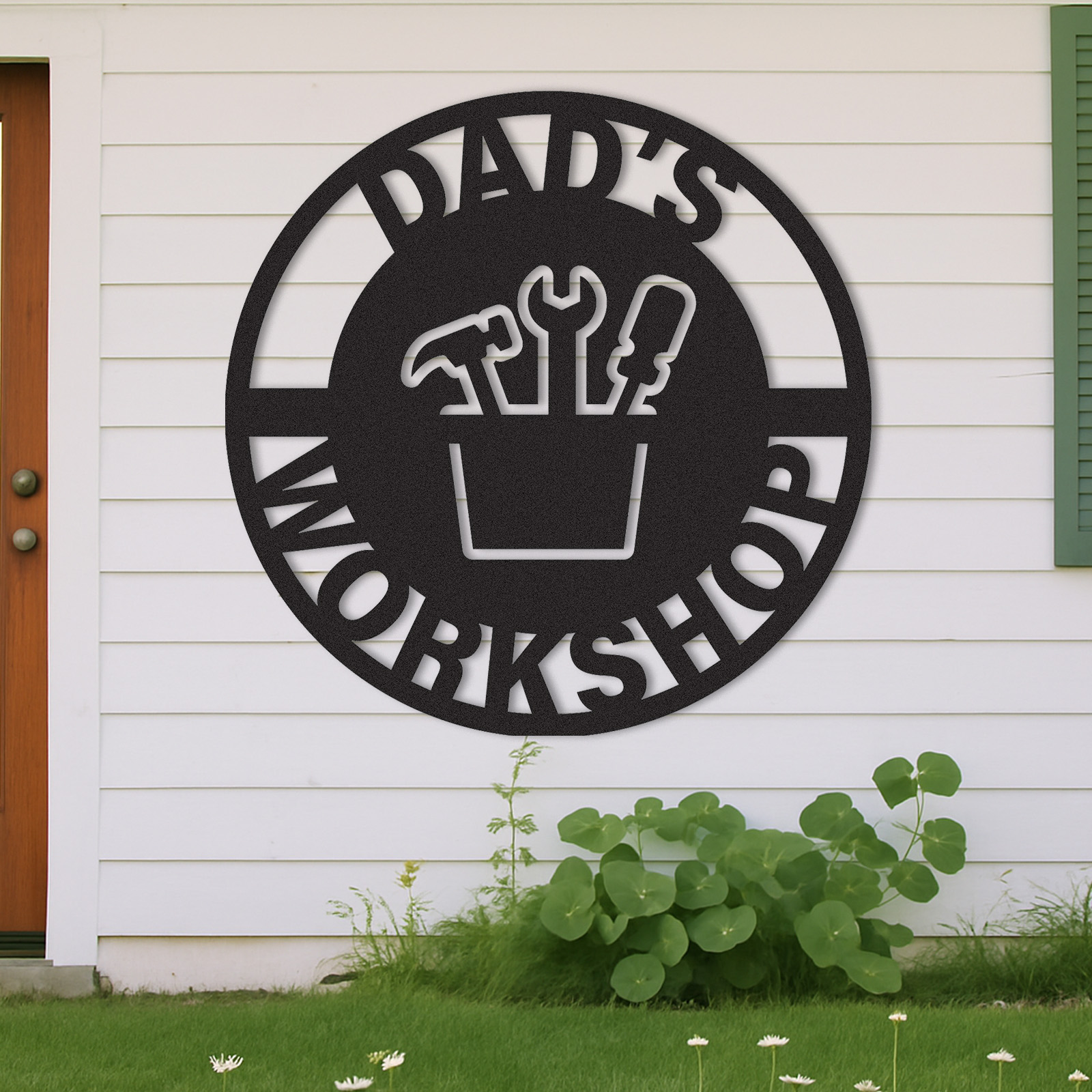 Personalized Dad’s Workshop Metal Sign, Custom Garage Tool Decor, Father’s Day Gift, Rustic Wall Art for His Shed or Tool Area