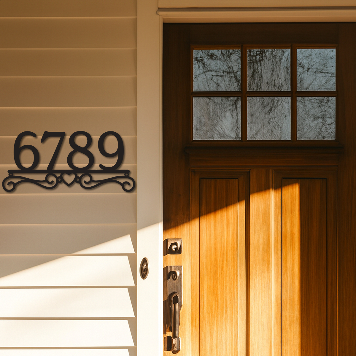 Heart Scroll Metal Address Sign, Custom Powder-Coated House Number Plaque, Personalized Outdoor Metal Address Sign