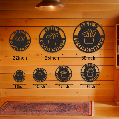 Personalized Dad’s Workshop Metal Sign, Custom Garage Tool Decor, Father’s Day Gift, Rustic Wall Art for His Shed or Tool Area