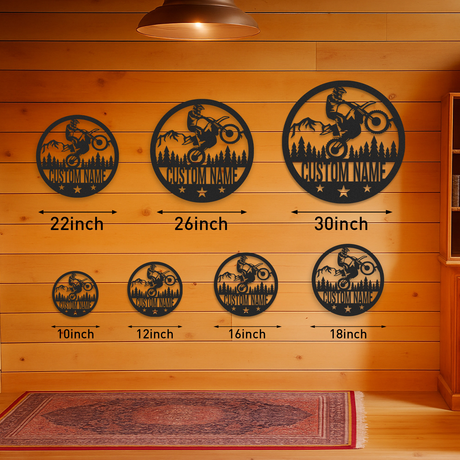 Custom Dirt Bike Forest Metal Sign, Personalized Round Wall Art for Off-Road Rider, Mountain Motorcycle Decor, Garage or Man Cave Gift for Bikers