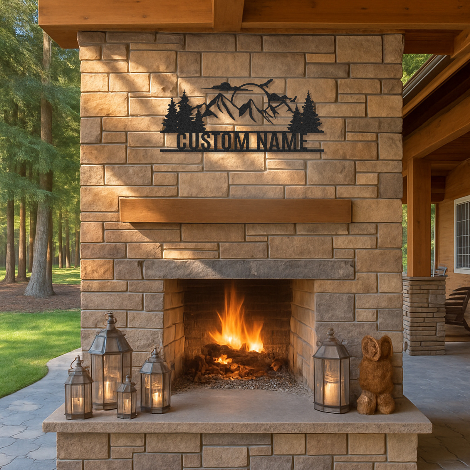 Personalized Eagle Mountain Metal Sign, Custom Name Woodland Cabin Decor for Nature Lovers