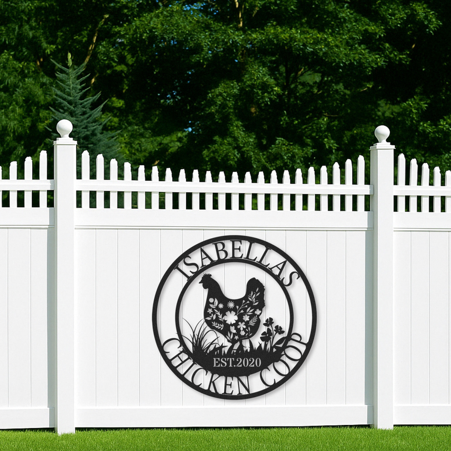 Custom Floral Chicken Coop Sign, Personalized Outdoor Metal Art for Hen House or Rustic Farm Gift