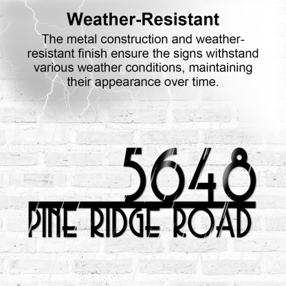 Mid Century Modern Metal House Number Sign, Retro Style Address Plaque with Street Name, Custom MCM House Number Wall Decor