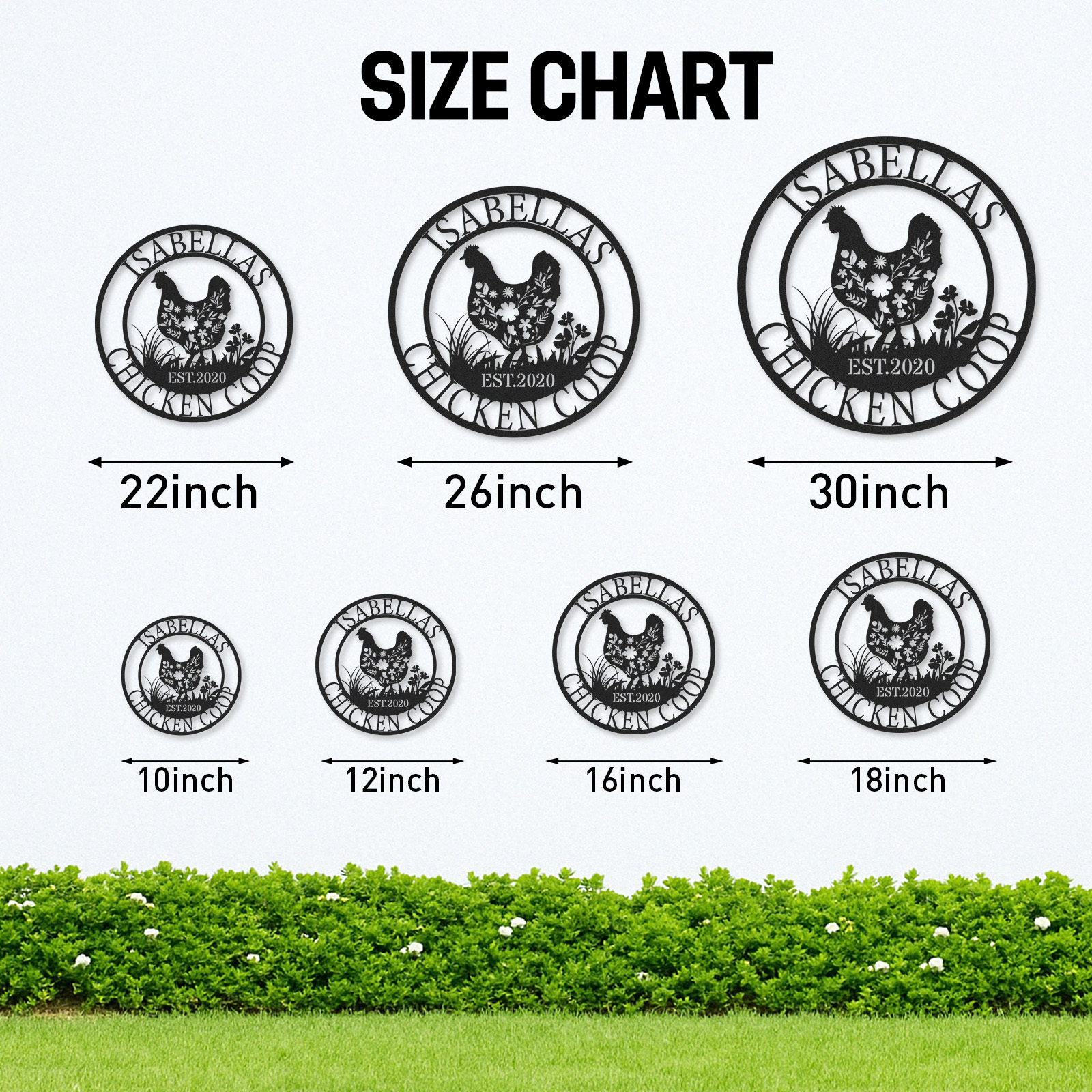 Custom Floral Chicken Coop Sign, Personalized Outdoor Metal Art for Hen House or Rustic Farm Gift